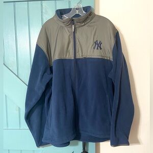 NY Yankees Mens Fleece Zip Up Jacket XL Blue